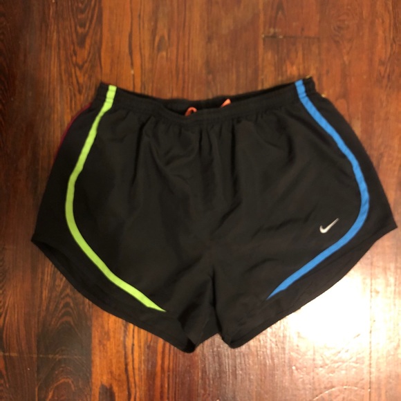 black nike shorts with colorful trim